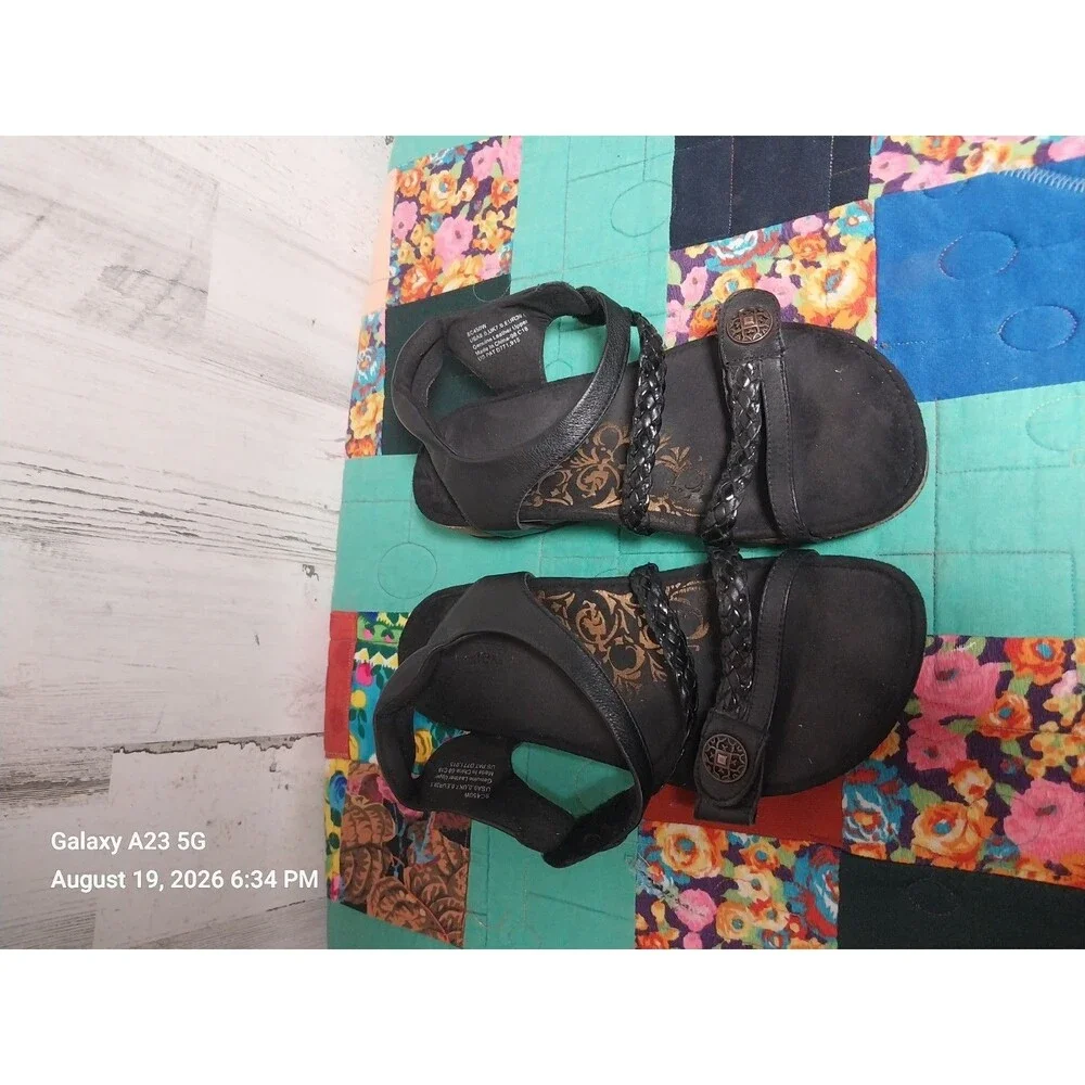 Aetrex Jillian Black SC450 Women's Strap Sandal Black Size 9